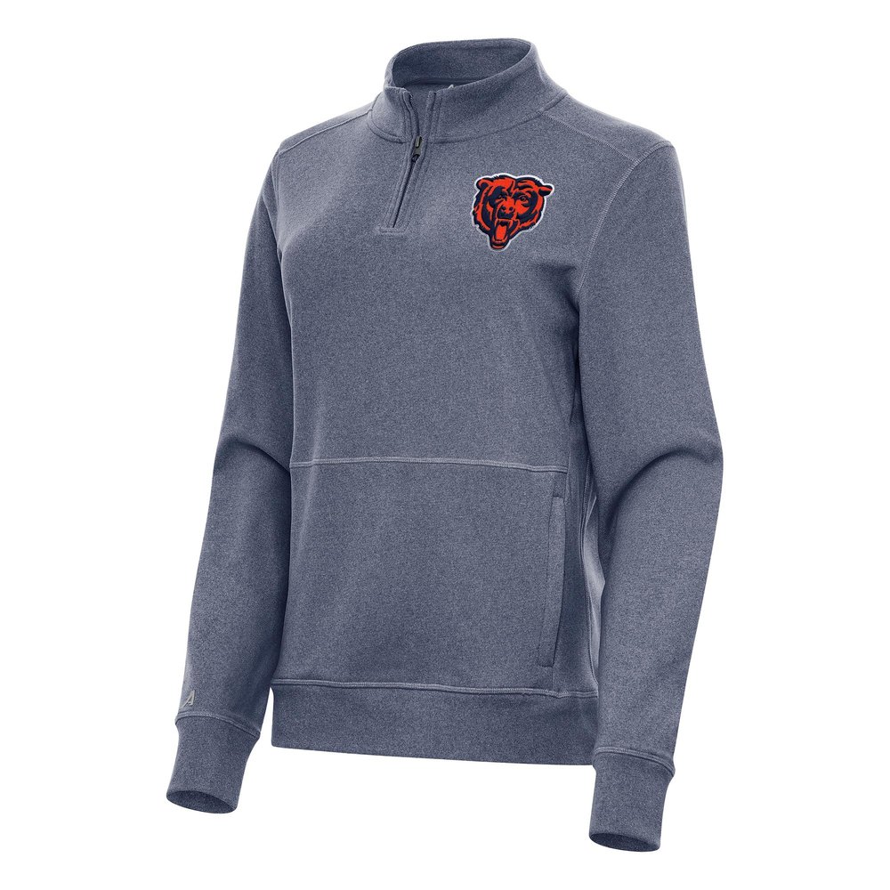 Antigua Women's Heather Navy Chicago Bears Crush Quarter-Zip Jacket
