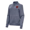 Antigua Women's Heather Navy Chicago Bears Crush Quarter-Zip Jacket view 1
