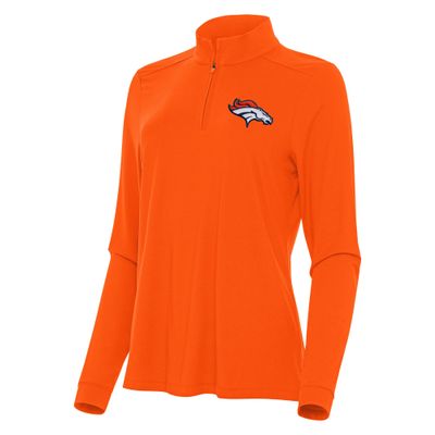 Antigua Women's Orange Denver Broncos Intent Quarter-Zip Sweatshirt