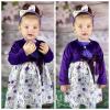 2-3T Toddler Girls Dress and Velvet Cardigan Sets Little Girls Casual Floral Print Fall Dresses Winter with Headband view 4