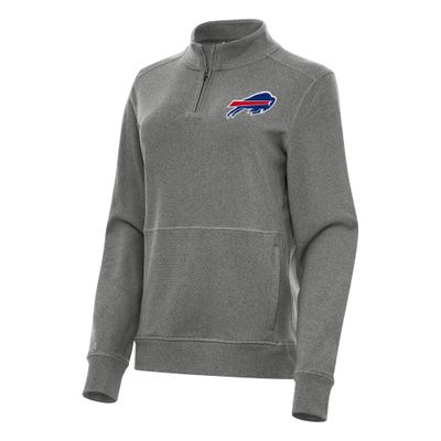 Antigua Women's Heather Black Buffalo Bills Crush Quarter-Zip Jacket