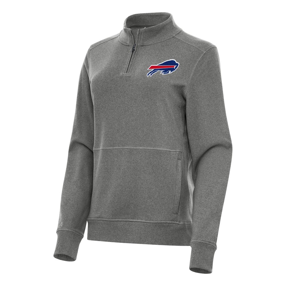 Antigua Women's Heather Black Buffalo Bills Crush Quarter-Zip Jacket