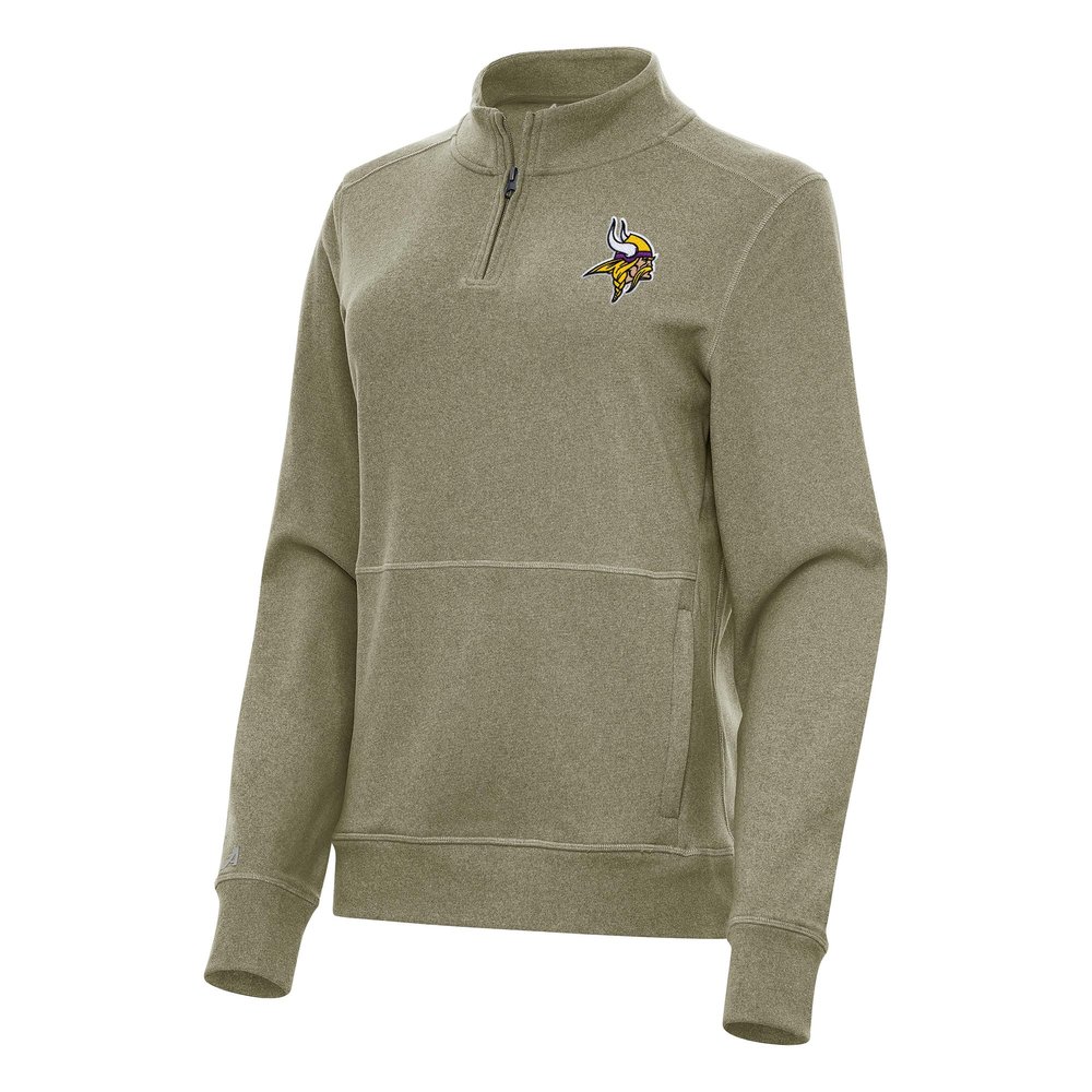 Antigua Women's Heather Olive Minnesota Vikings Crush Quarter-Zip Jacket
