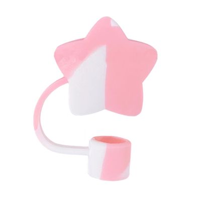 Pink and White Star Straw Cover for Stanley 40&30 Oz Cup, 22mm Silicone Straw Covers Cap for Stanley Cup Accessories, Cute Straw Topper for Tumblers, Straw Cap Stopper for Reusable Straws Tip Lids