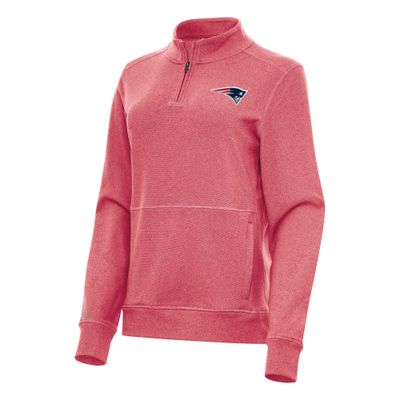 Antigua Women's Heather Red New England Patriots Crush Quarter-Zip Jacket