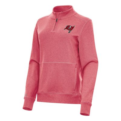 Antigua Women's Heather Red Tampa Bay Buccaneers Crush Quarter-Zip Jacket