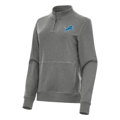 Antigua Women's Heather Black Detroit Lions Crush Quarter-Zip Jacket
