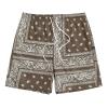 Brown,Men's Boho Tribal Paisley Print Drawstring Waist Summer Beach Hawaiian Cool Graphic Short Men,XXS view 1