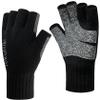 Jkulrki Merino Wool Fingerless Gloves Warm for Men and Women Cold Weather Winter Half Finger Gloves (Black, S/M) view 1