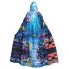 DRTGEDS Colorful Ocean Theme Hooded Cloak Unisex Cape Halloween Christmas Vampire Witch Cloak Costumes Party Cape view 1