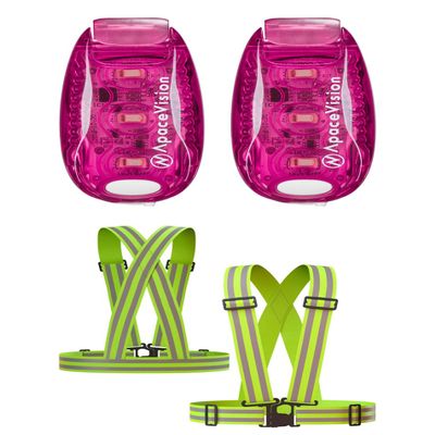 Apace Vision (2 Pack) - LED Safety Lights + Reflective Vests