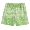 Green,Men's Boho Tribal Paisley Print Drawstring Waist Summer Beach Hawaiian Cool Graphic Short Men,XXS view 1