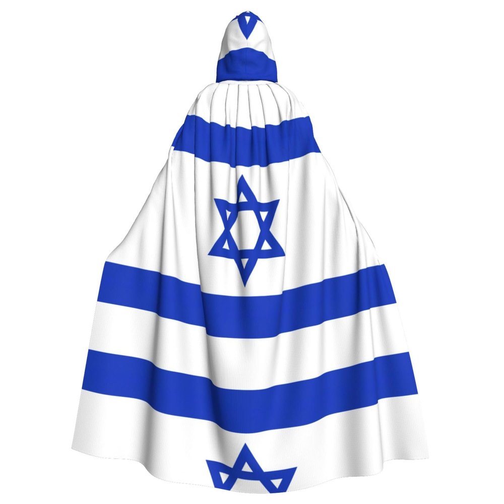 DRTGEDS Israeli Flag Hooded Cloak Unisex Cape Halloween Christmas Vampire Witch Cloak Costumes Party Cape