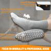 SOJOFEL Non Slip Grip Socks for Men - Anti Skid Cotton Crew Socks for Women - Rubberized Sticky for Hospital Elderly Yoga Pilates Fitness 4 Pairs Grey 11-13 view 4