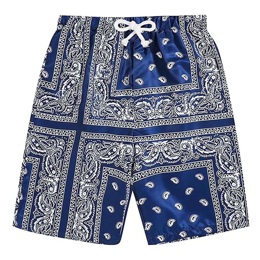 Z6 Navy,Men's Boho Tribal Paisley Print Drawstring Waist Summer Beach Hawaiian Cool Graphic Short Men,6XL
