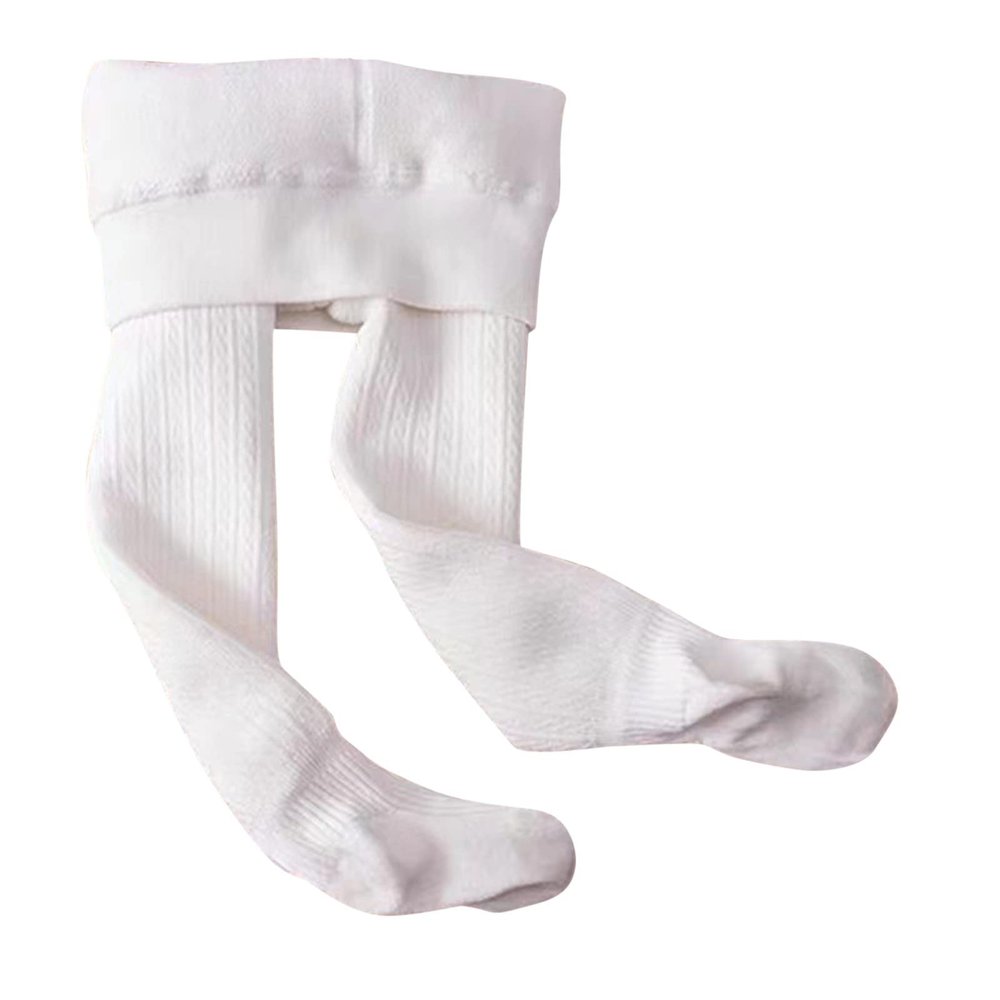 Cable Knit Tights for Toddler and Girls Seamless Fleece Lined Leggings Soft Cotton Stockings Winter (White, 6-7 Years)