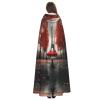 DRTGEDS Eiffel Tower With Red Umbrella Hooded Cloak Unisex Cape Halloween Christmas Vampire Witch Cloak Costumes Party Cape view 4