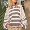 Akklian Oversized Sweatshirt for Women Y2k Graphic Patchwork Pullover Sweater Loose Fit Drop Shoulder Long Sleeve T-Shirt Top Brown view 2