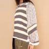Akklian Oversized Sweatshirt for Women Y2k Graphic Patchwork Pullover Sweater Loose Fit Drop Shoulder Long Sleeve T-Shirt Top Brown view 3