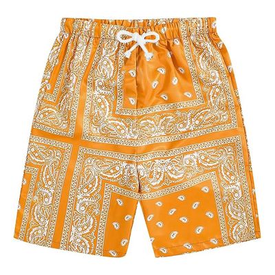 Orange Shorts Men,Z7 Orange,Men's Boho Tribal Paisley Print Drawstring Waist Summer Beach Hawaiian Cool Graphic Short Men,Xs