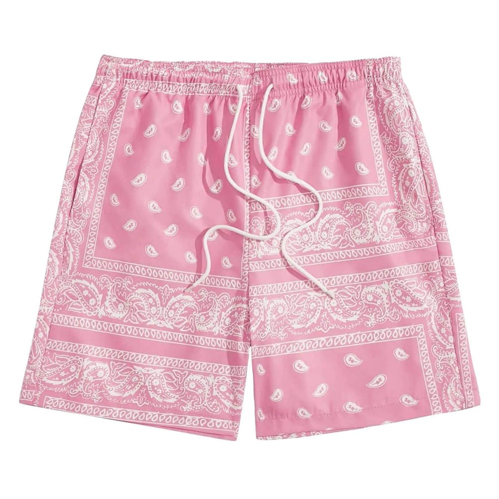 Mens Lounge Sleep Pajamas Pj Shorts Sleeping Shorts for Men,Pink,Men's Boho Tribal Paisley Print Drawstring Waist Summer Beach Hawaiian Cool Graphic Short Men,4XL