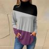 Womens Plus Size Tunic Blouses - Fall Tops, Long Sleeve Turtle Neck, Mock Neck Side Split, Color Block, Winter Trendy Outfits for Women 2024 view 2
