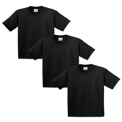 Gildan Youth Ultra-Cotton Unisex T-Shirt, Short Sleeve Crew Neck Tee, Multipack,Black,XS,3 Pack