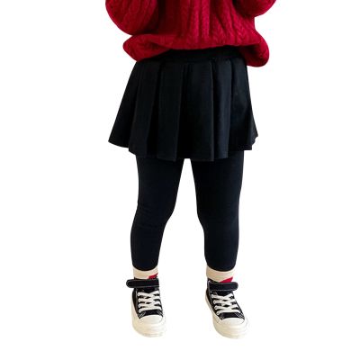 Kids Baby Girls Footless Leggings with Ruffle Tutu Skirt Toddler Stretchy Basic Ankle Length (Black, 12-18 Months)