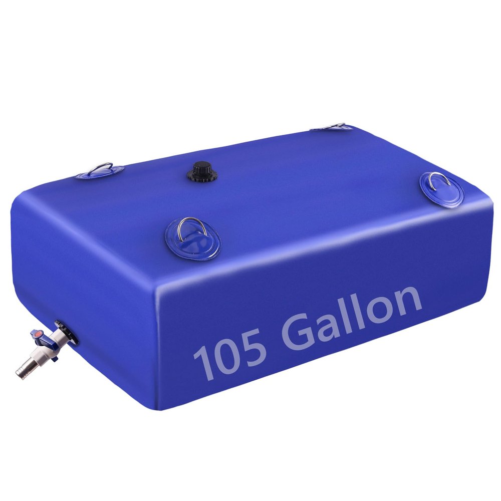 LOFTANK Water Tank, Water Storage Bladder, 105 Gallon Portable Large Water Storage, Water Storage Containers with 3/4" PVC Spigot Overflow Kit for Camping, Garden, Emergency Water Storage Blue
