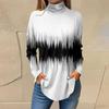 Tunic Shirts for Women Dressy Casual Fall Long Sleeve Shirts Loose Fit Turtle Neck Loose Fit Plus Size Work Tops Office Mock Neck Side Split Winter Geometric Print Cute Trendy Vacation Outfits Plus view 2