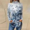 Womens Tunic Tops Cotton Fall Ladies Golf Shirts Long Sleeve Turtle Neck Oversized Womens Dressy Tops Petite Mock Neck Side Split Winter Floral Print Cute Blouses Casual view 2