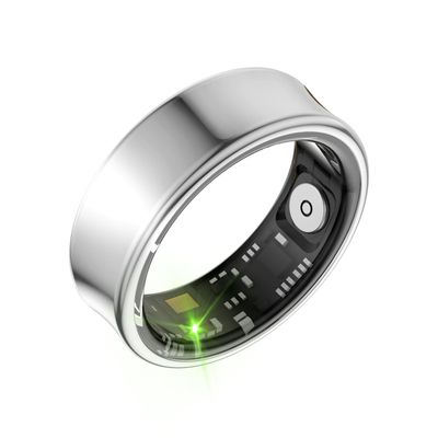 Tulbeys Smart Ring for Men & Women - 5ATM Waterproof, Health & Fitness Tracker, Heart Rate Monitor, Hand Gesture Brush Tiktok, Titanium Alloy Smart Rings for iOS/Android(Bright Silver #11)