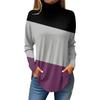 Women Tunic Tops Fall Ladies Tops with Sleeves Turtle Neck Oversize T Shirts for Women Oversized Mock Neck Side Split Winter Color Block Cute Womens Blouses Dressy Casual Brown view 1