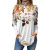 NineFit Basics Women's Plus Size Tunic Tops - Fall & Winter - Long Sleeve - Cotton Blend - Floral Print - Mock Neck - Turtle Neck - White - 3X-Large - Loose Fit - Trendy & Comfortable - Dressy Casual view 1