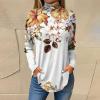 NineFit Basics Women's Plus Size Tunic Tops - Fall & Winter - Long Sleeve - Cotton Blend - Floral Print - Mock Neck - Turtle Neck - White - 3X-Large - Loose Fit - Trendy & Comfortable - Dressy Casual view 2