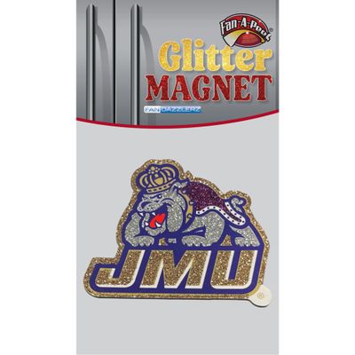 Fan-A-Peel Glitter Magnet, JMU Logo, 3 inch - Officially Licensed