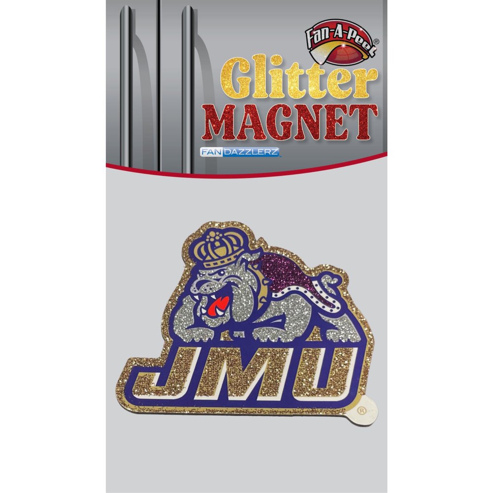 Fan-A-Peel Glitter Magnet, JMU Logo, 3 inch - Officially Licensed