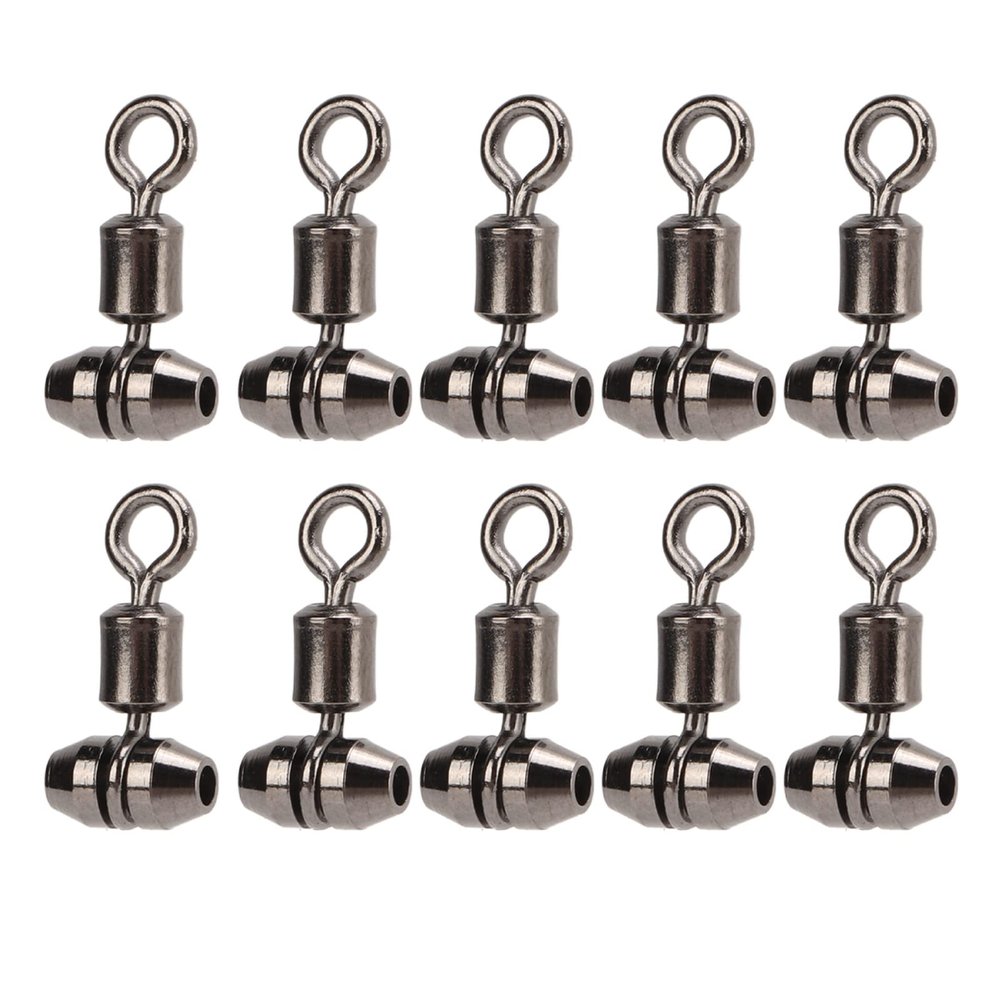 10pcs 3 Way Fishing Swivels T Turn Brass Barrel Triple Swivel Cross Line Fishing Connectors (S)