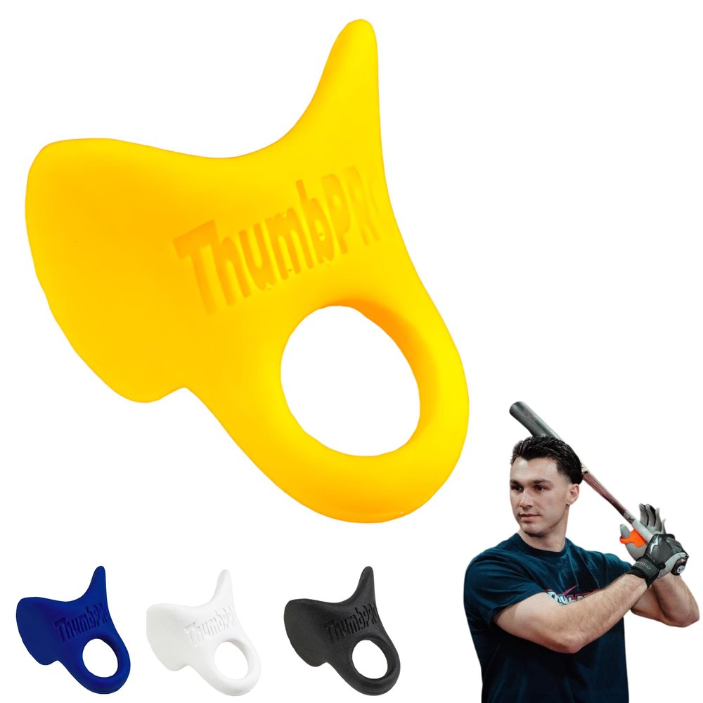 ThumbPRO Baseball Thumb Guard - Batting Aid & Grip Enhancer - Reduces Sting, Improves Swing - for Baseball & Softball - All Levels, Left/Right Hand - 3 Sizes (Yeet Yellow, Small)