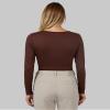 32 Degrees Heat Women's Lightweight Scoop Baselayer Top | Form Fitting | Long Sleeve | 4-Way Stretch | Thermal, Cocoa, Small view 3