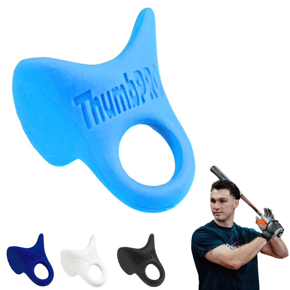 ThumbPRO Baseball Thumb Guard - Batting Aid & Grip Enhancer - Reduces Sting, Improves Swing - for Baseball & Softball - All Levels, Left/Right Hand - 3 Sizes (Powder Blue, Large)
