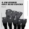 Majek All Hybrid Head Cover Golf Club Black Sleek Tight Fit Headcover Set 4-SW Acrylic Head Covers 4 5 6 7 8 9 PW SW Easy to See Large White Embroidered Numbers view 2