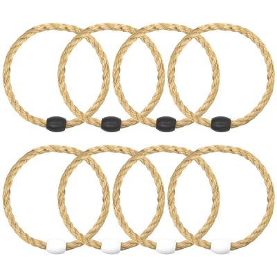 8 Pack Sisal Rope Ring Toss Game Replacement Parts for Adults and Kids, Outdoor Toss Rings for Agility Practice and Speed Game and Yard Games and Lawn Games for Party (Black and White)
