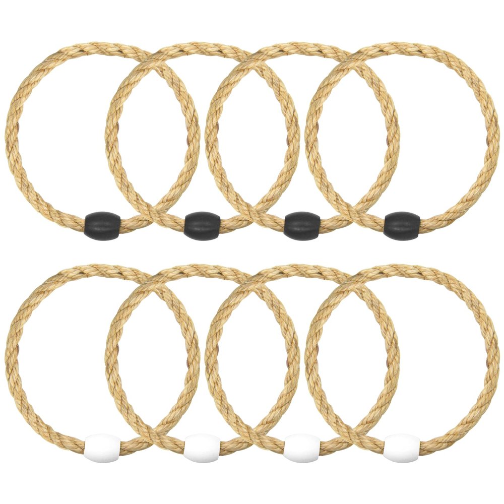 8 Pack Sisal Rope Ring Toss Game Replacement Parts for Adults and Kids, Outdoor Toss Rings for Agility Practice and Speed Game and Yard Games and Lawn Games for Party (Black and White)