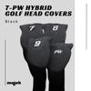 Majek All Hybrid Head Cover Golf Club Black Sleek Tight Fit Headcover Set 7-PW Acrylic Head Covers 7 8 9 PW Easy to See Large White Embroidered Numbers view 2
