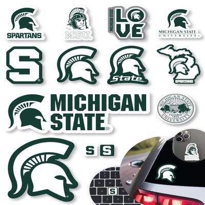 MSU Stickers for Gift, Car, Water Bottle, Laptop, and Phone for Spartans Football Fans and University Graduates (Michigan State Spartans)