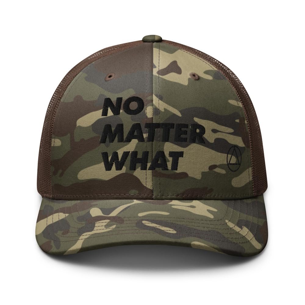 Jakey Brand No Matter What Black AA NA Logo Recovery Gift Camouflage Mesh Retro Trucker hat