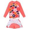 Girl's Two-Piece Long Sleeve Swimsuits UPF50+ Rash Guard Kids Bathing Suit S348_PeachFlower_2A view 1