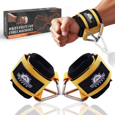 Lights Mountain Wrist Cuffs for Cable Machines  Padded & Adjustable Straps for Lateral Raises, Tricep Pushdowns & Strength Training (Yellow M)
