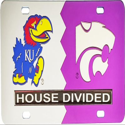Kansas + Kansas State House Divided Split License Plate Tag [Silver/Purple - Car/Truck] - ID#40483